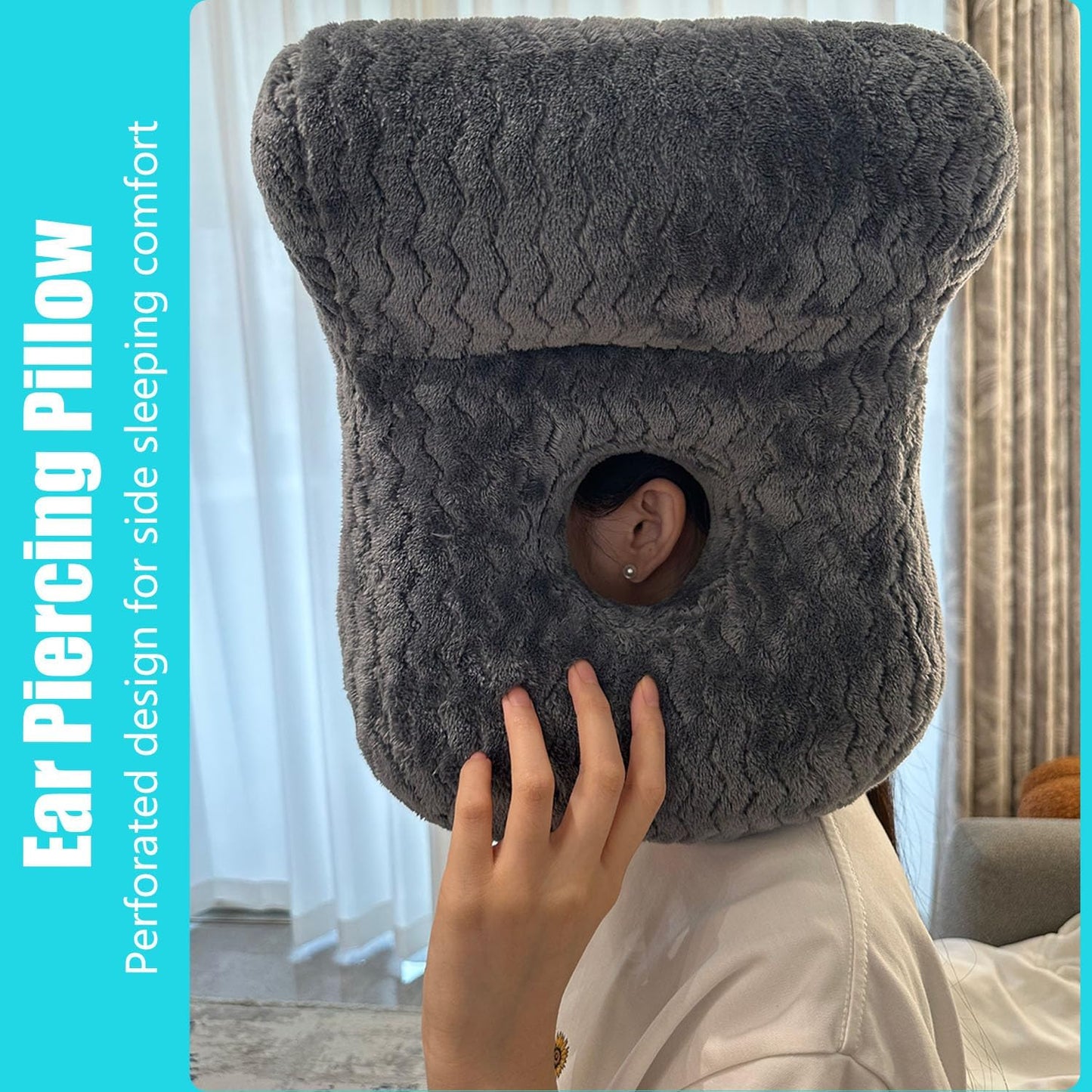 Ear Piercing Pillow for Side Sleepers with Holes for Ear Pain Relief