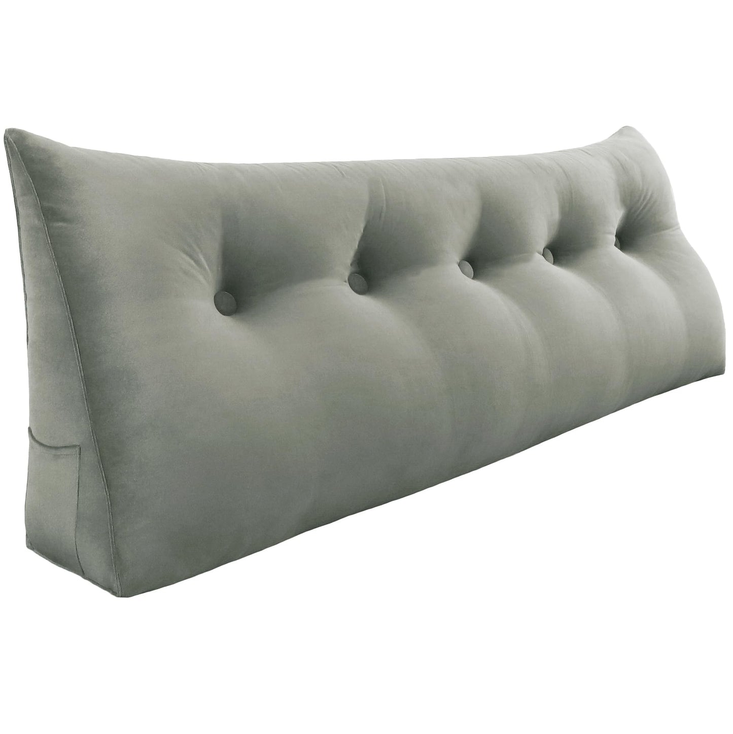 Melhany Queen Size Wedge Headboard Pillow with Side Pockets, Velvet Back Support Reading Pillow with Removable Washable Cover