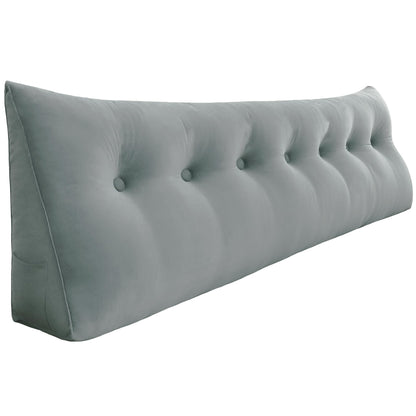 Melhany Queen Size Wedge Headboard Pillow with Side Pockets, Velvet Back Support Reading Pillow with Removable Washable Cover
