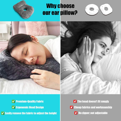 Ear Piercing Pillow for Side Sleepers with Holes for Ear Pain Relief