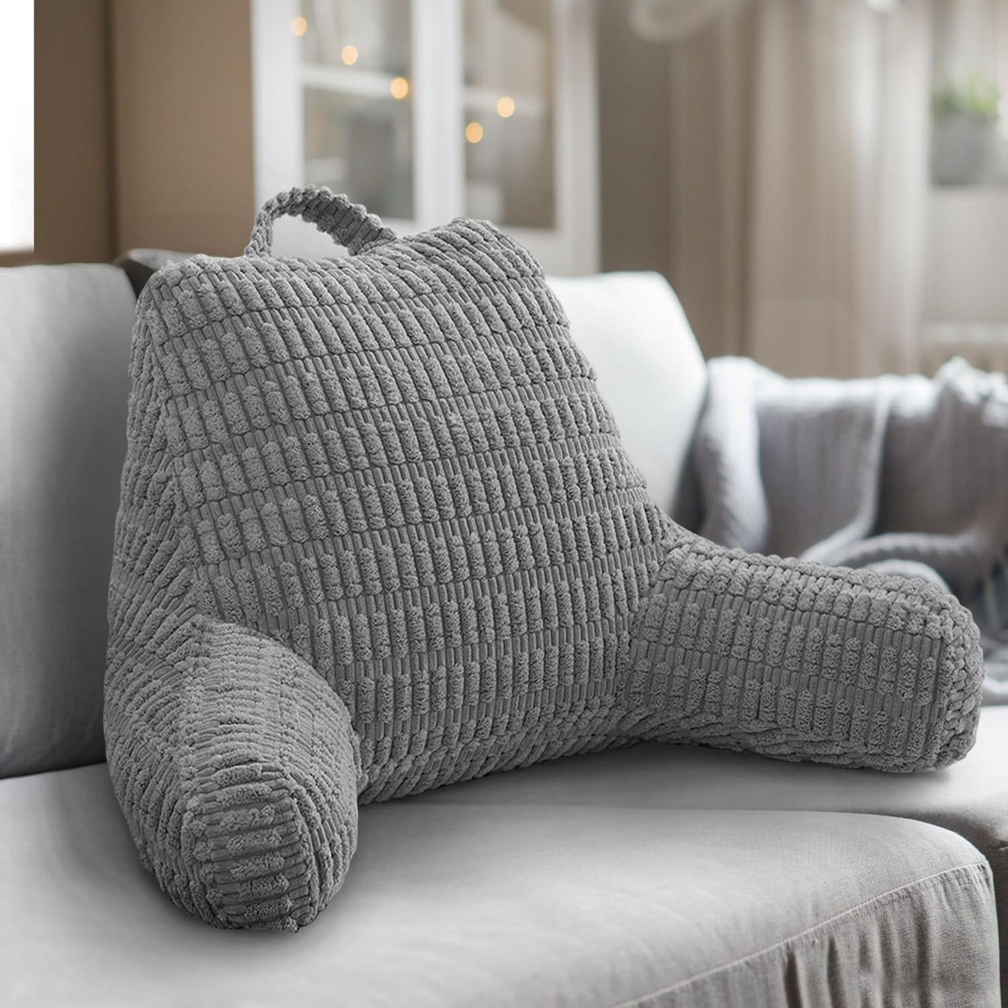Reading Pillows for Sitting in Bed Adult, Back Rest Pillow for Sitting Up in Bed and Couch, Back Support Chair Pillow Support for Adult Backrest Pillows for Reading (Dark Grey)