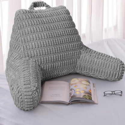 Reading Pillows for Sitting in Bed Adult, Back Rest Pillow for Sitting Up in Bed and Couch, Back Support Chair Pillow Support for Adult Backrest Pillows for Reading (Dark Grey)