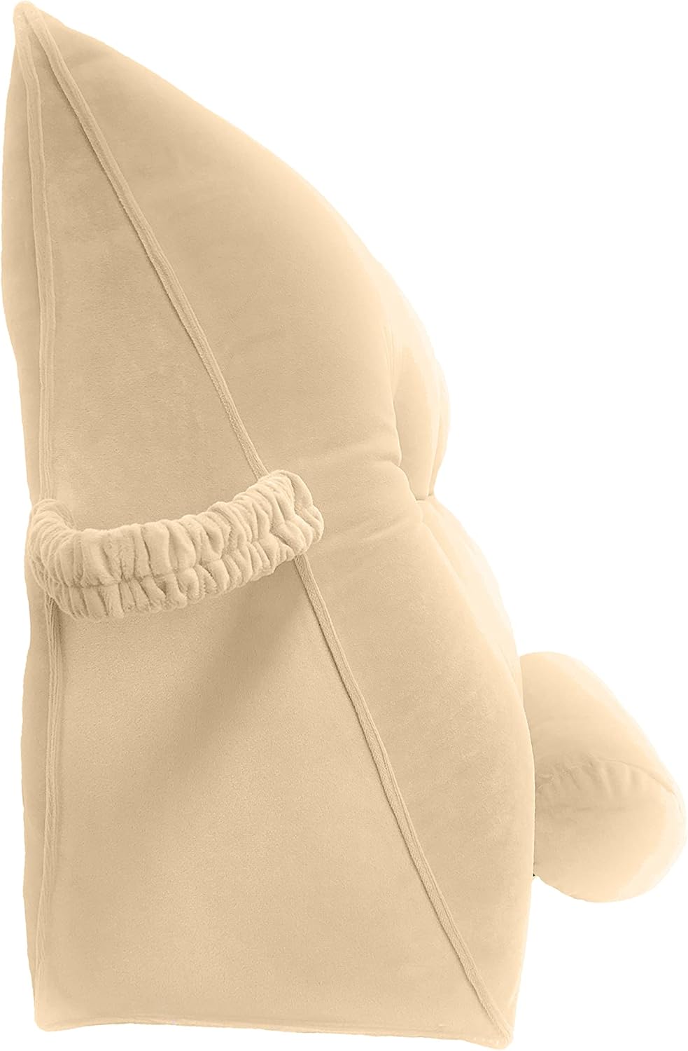 Melhany Queen Size Velvet Headboard Wedge Pillow Set with 2 Detachable Neck Rolls and Removable Washable Cover