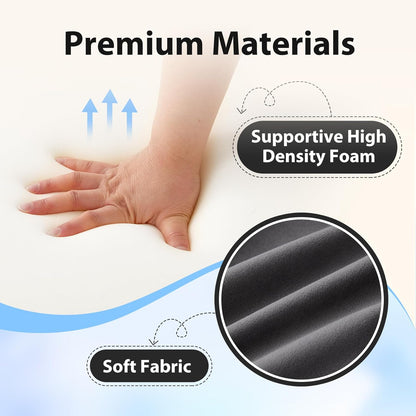 Melhany Medium Foam Reading Pillow with Detachable Arms and Headrest, Bed Rest Back Support Pillow with Side Pockets