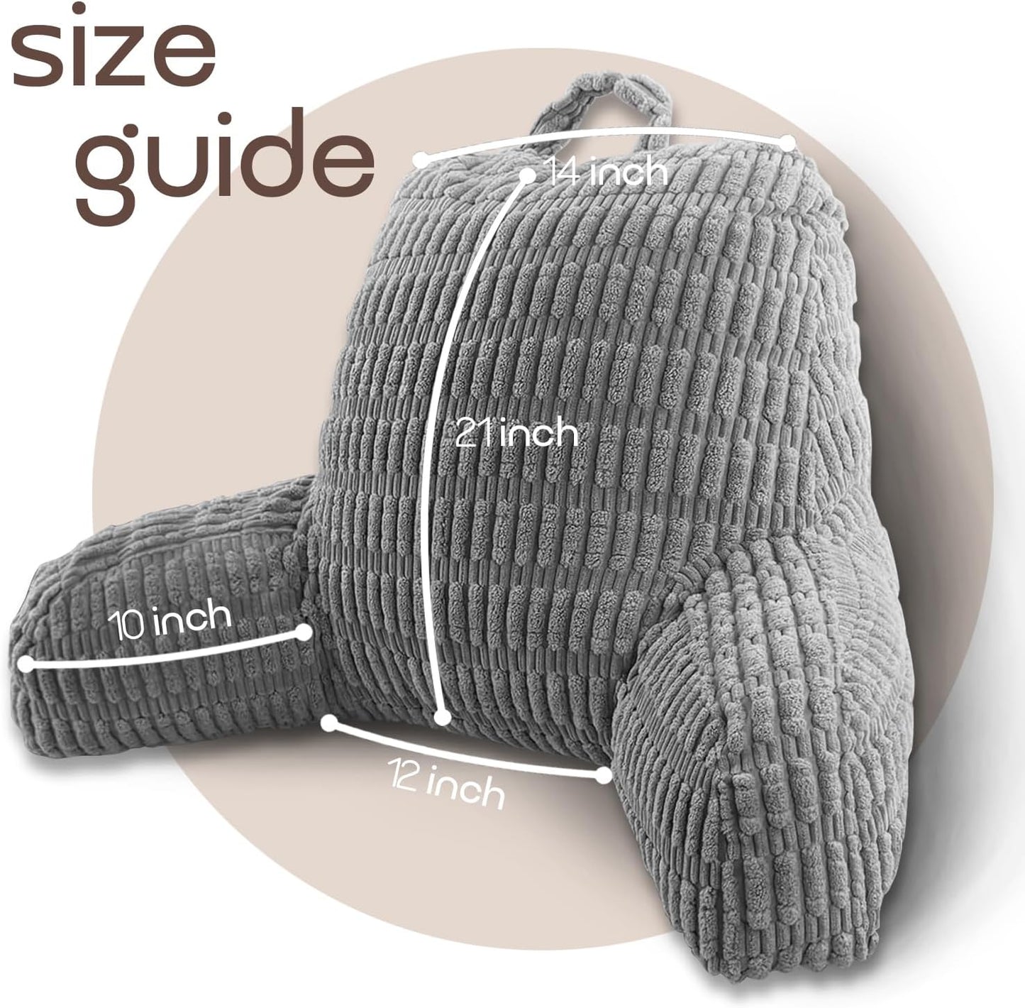 Reading Pillows for Sitting in Bed Adult, Back Rest Pillow for Sitting Up in Bed and Couch, Back Support Chair Pillow Support for Adult Backrest Pillows for Reading (Dark Grey)