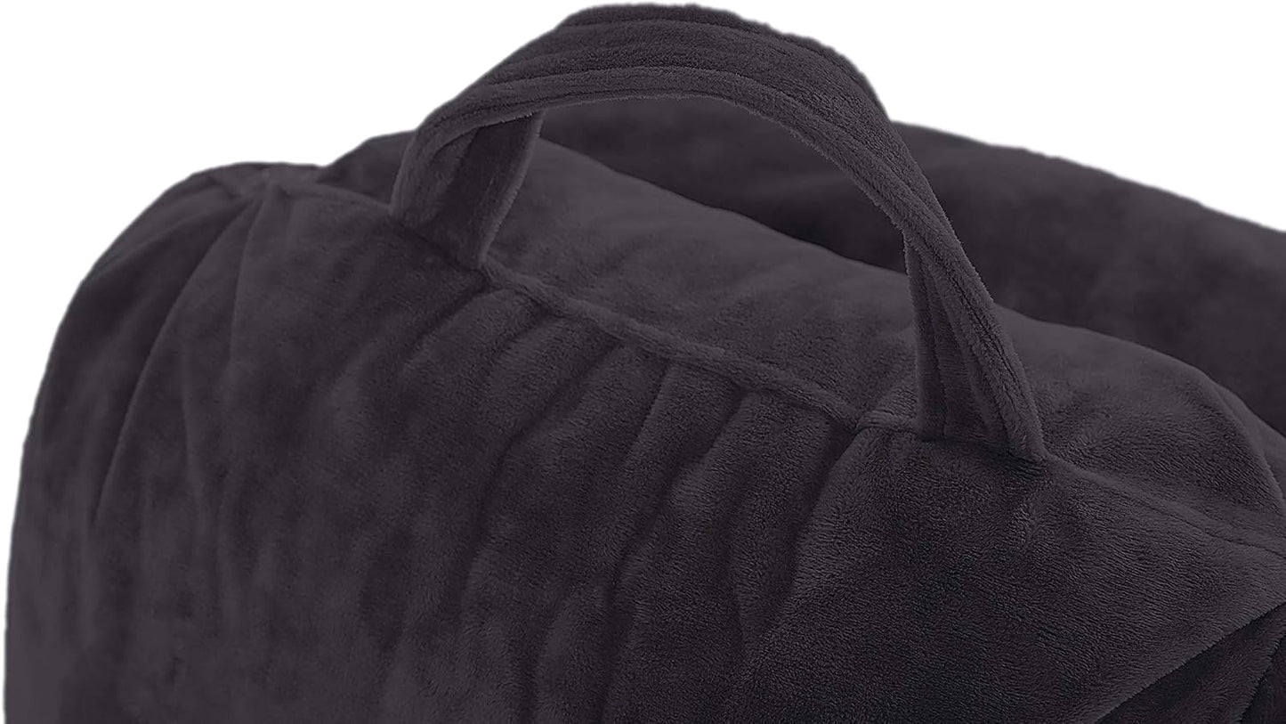 Husband Pillow Medium Reading Pillow with Arms - 23" Backrest for Sitting Up in Bed - Firm Support Bed Rest Pillow for Adults, Neck Roll, Removable Cover - TV, Reading, Lounging - Black