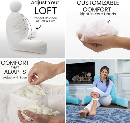 Husband Pillow XXL The Original for Adults - 30" Tall Backrest for Sitting Up in Bed - Firm Support Reading, Bed Rest Pillow for Adult, Neck Roll, Removable Cover - TV - Carolina Blue