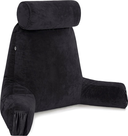 Husband Pillow XXL The Original for Adults - 30" Tall Backrest for Sitting Up in Bed - Firm Support Reading, Bed Rest Pillow for Adult, Neck Roll, Removable Cover - TV - Carolina Blue