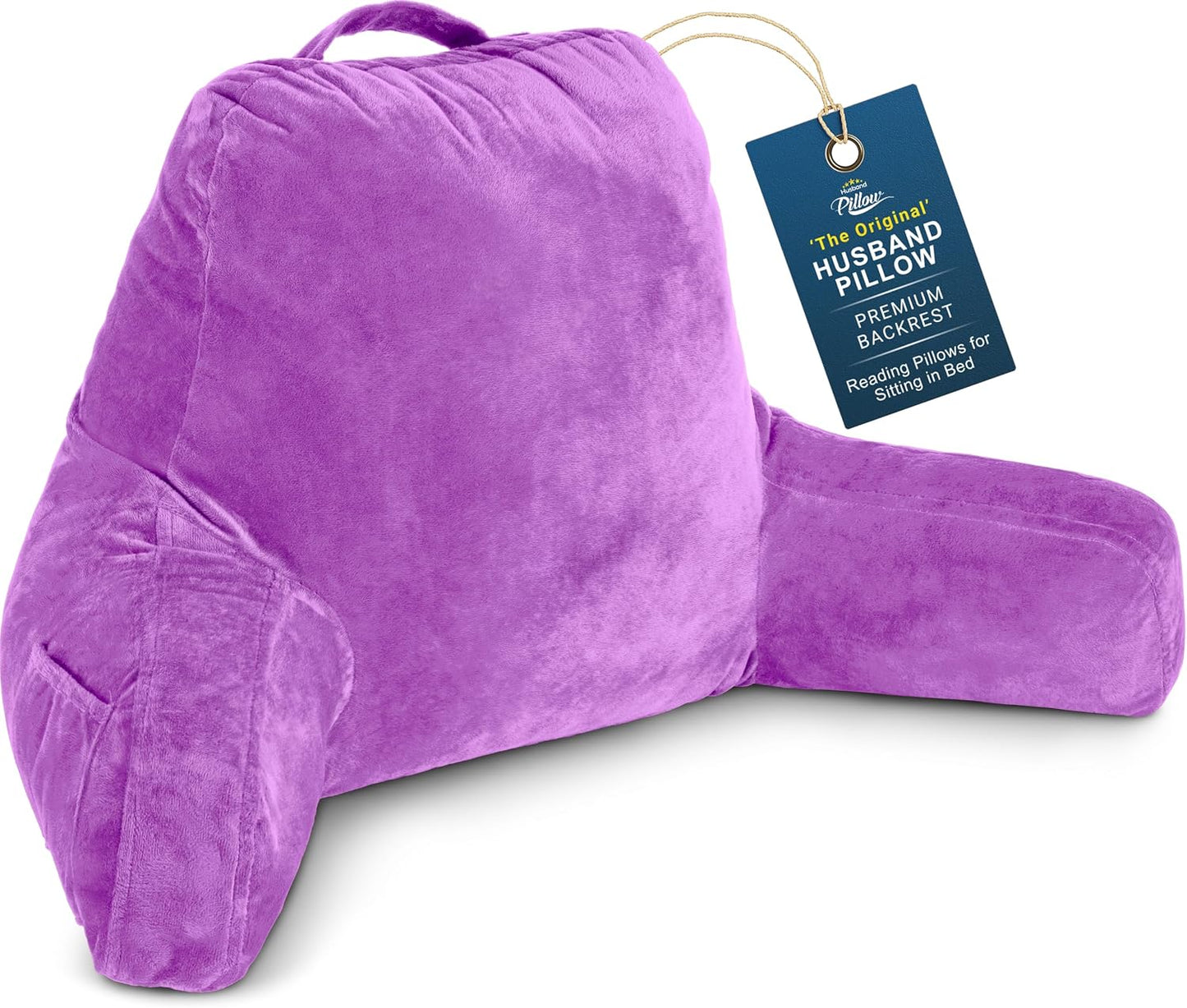 Husband Pillow XXL The Original for Adults - 30" Tall Backrest for Sitting Up in Bed - Firm Support Reading, Bed Rest Pillow for Adult, Neck Roll, Removable Cover - TV - Carolina Blue