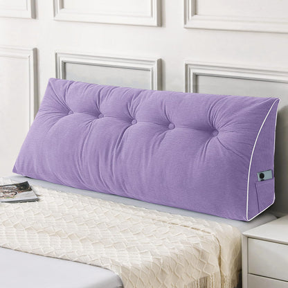 Melhany Queen Size Wedge Headboard Pillow Set with 2 Bolster Pillows, Velvet Back Support Reading Pillow with Removable Washable Cover
