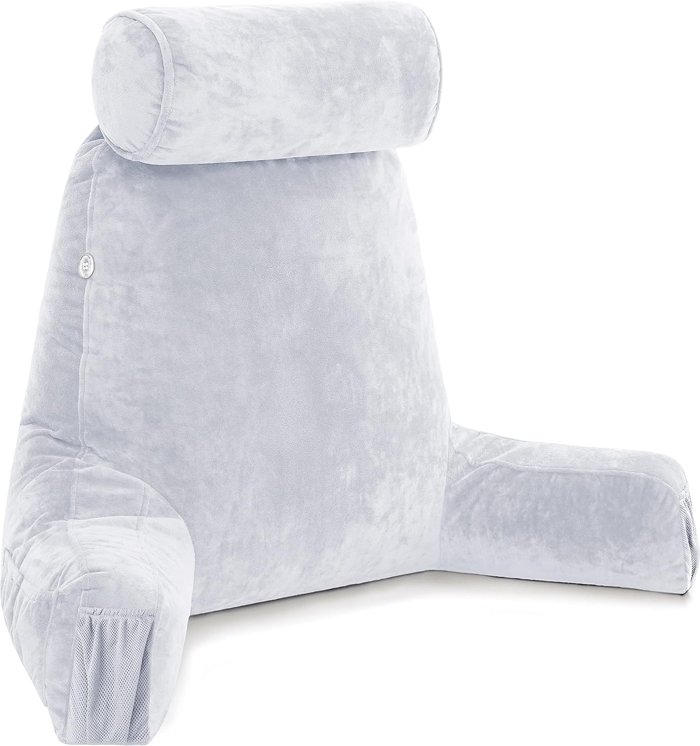 Husband Pillow XXL The Original for Adults - 30" Tall Backrest for Sitting Up in Bed - Firm Support Reading, Bed Rest Pillow for Adult, Neck Roll, Removable Cover - TV - Carolina Blue