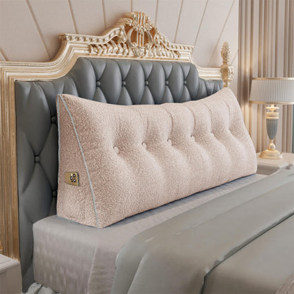 Melhany Queen Size Wedge Headboard Pillow with Side Pockets, Velvet Back Support Reading Pillow with Removable Washable Cover