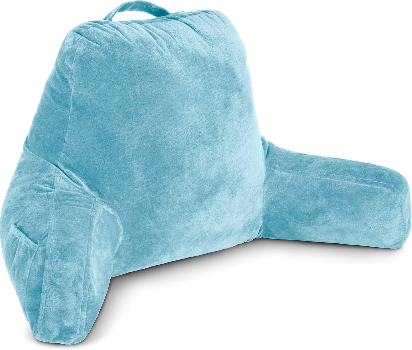 Husband Pillow Medium Reading Pillow with Arms - 23" Backrest for Sitting Up in Bed - Firm Support Bed Rest Pillow for Adults, Neck Roll, Removable Cover - TV, Reading, Lounging - Black